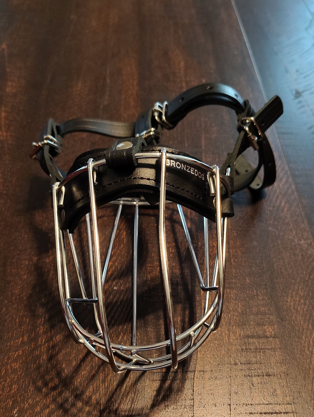 Bronze Dog Black Leather & Stainless Steel Muzzle